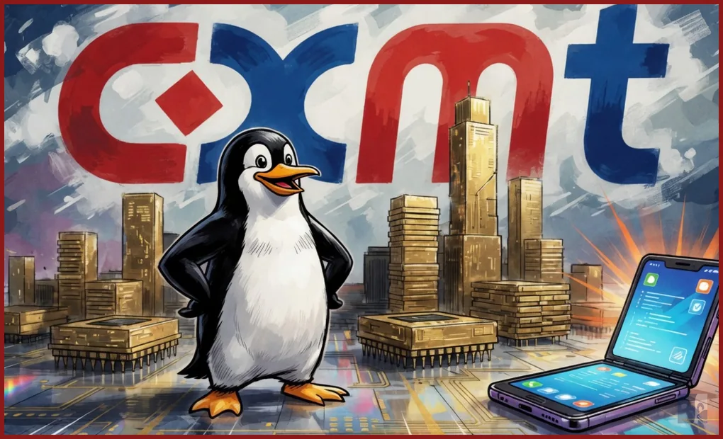 CXMT LPDDR6: Tux, chips de memória e smartphone dobrável